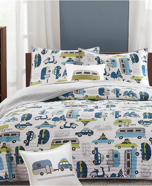 Ink Ivy Road Trip Reversible 3 Pc Quilted Twin Coverlet Set