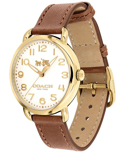 COACH Women's Delancey Brown Leather Strap Watch 36mm 14502715