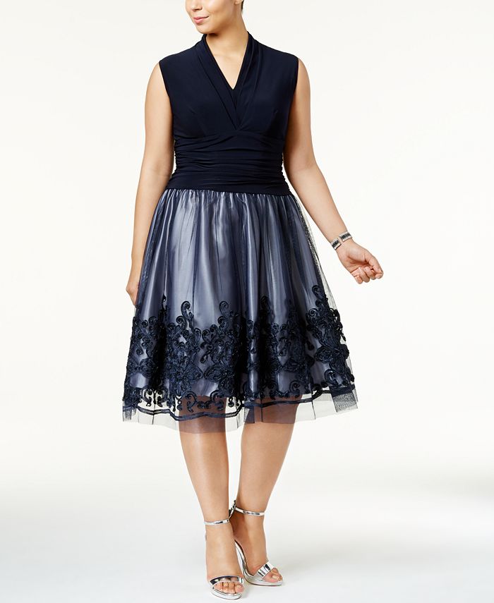 SL Fashions Plus Size Embellished Lace A-Line Dress - Macy's