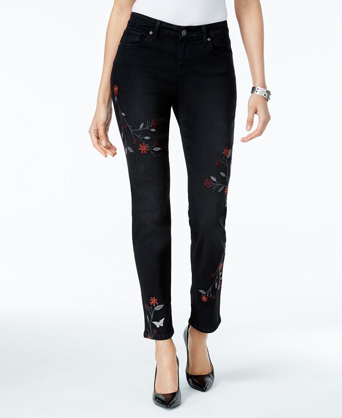 Style & Co Petite Embroidered Slim-Leg Ankle Jeans, Created for Macy's ...