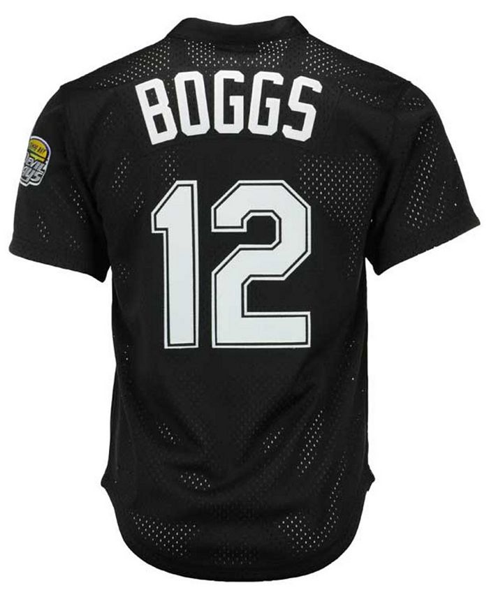 RAYS MEN'S BLACK DEVIL RAYS WADE BOGGS 25TH MITCHELL AND NESS PULLOVER  JERSEY