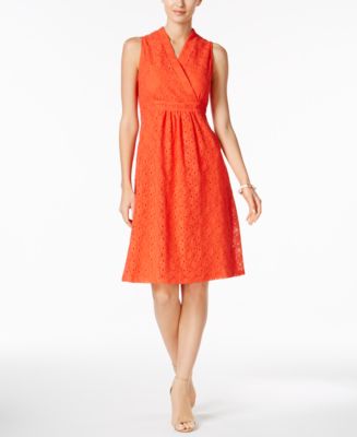NY Collection Petite Lace Fit & Flare Dress - Macy's