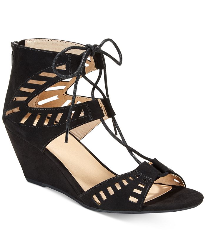 Material Girl Halona Perforated Wedge Sandals, Created for Macy's - Macy's