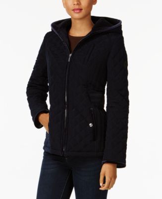 Laundry by Shelli Segal Quilted Velvet-Trim Jacket - Macy's