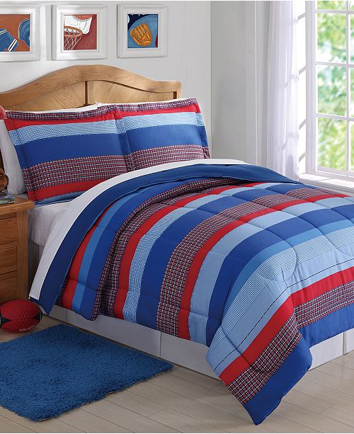 My World Sebastian Reversible 2 Pc Stripe Twin Comforter Set