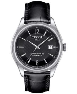 Tissot - Men's Swiss Automatic Ballade Black Leather Strap Watch 39mm