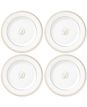 Lenox Federal Gold Monogram Tidbit Plates Set Of 4 Script Letters