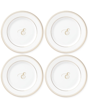 Lenox Federal Gold Monogram Tidbit Plates Set Of 4 Script Letters