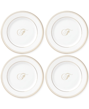 Lenox Federal Gold Monogram Tidbit Plates Set Of 4 Script Letters