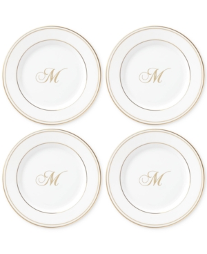 Lenox Federal Gold Monogram Tidbit Plates Set Of 4 Script Letters