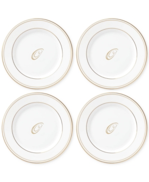 Lenox Federal Gold Monogram Tidbit Plates Set Of 4 Script Letters