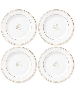 Lenox Federal Gold Monogram Tidbit Plates Set Of 4 Script Letters