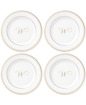 Lenox Federal Gold Monogram Tidbit Plates Set Of 4 Script Letters