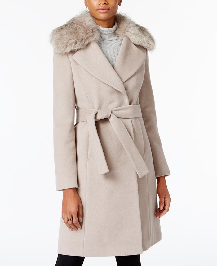 T tahari faux fur hot sale coat