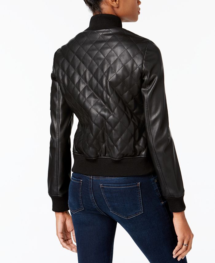 French Connection Faux-Leather Quilted Moto Jacket & Reviews - Coats ...