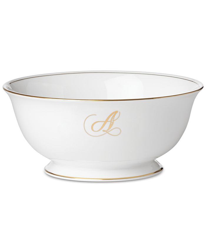 Lenox Federal Gold Monogram Serving Bowl, Script Letters Macy's