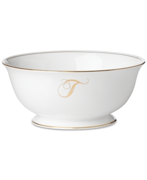 Lenox Federal Gold Monogram Serving Bowl Script Letters