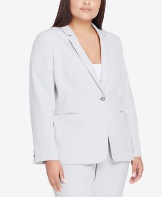 Tahari ASL Plus Size One-Button Jacket & Pants Suit