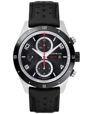Montblanc - Men's Swiss Timewalker Chronograph Automatic Black Leather Strap Watch 43mm