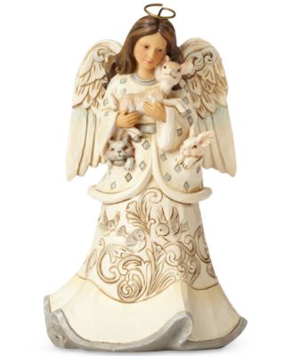 Jim Shore White Woodland Angel With Fawn Figurine - Macy's