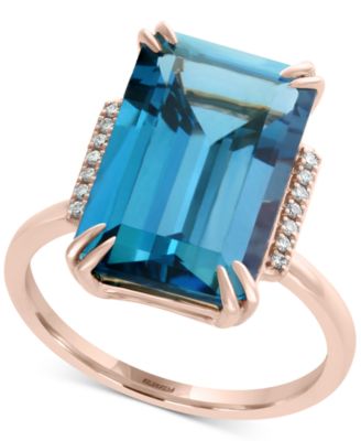 EFFY Collection - London Blue Topaz (9-3/4 ct. t.w.) & Diamond Accent Ring in 14k Rose Gold