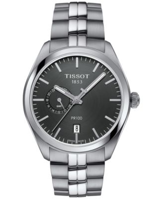Tissot - Men's Swiss PR100 Dual Time Stainless Steel Bracelet Watch 39mm
