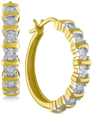 image of Diamond Hoop Earrings (1/10 ct. t.w.) in 14k Gold-Plated Sterling Silver