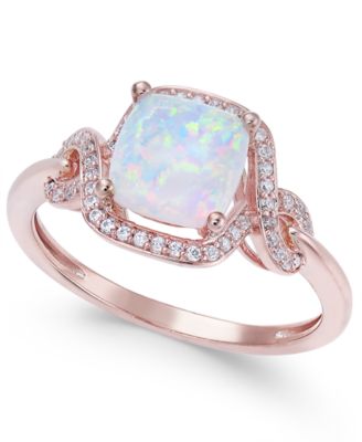 Macy's - Opal (1 ct. t.w.) & Diamond (1/8 ct. t.w.) Ring in 14k Rose Gold