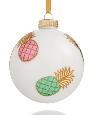 Holiday Lane - White Pineapple Glass Ball Ornament, Created for Macy's
