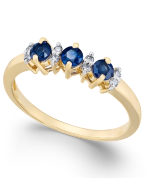 image of Sapphire (3/8 ct. t.w.) & Diamond Accent Ring in 14k
