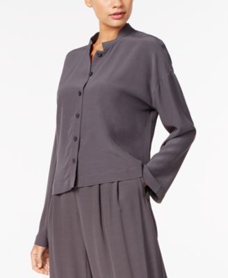 Eileen Fisher - Mandarin-Collar Long-Sleeve Shirt, Regular & Petite