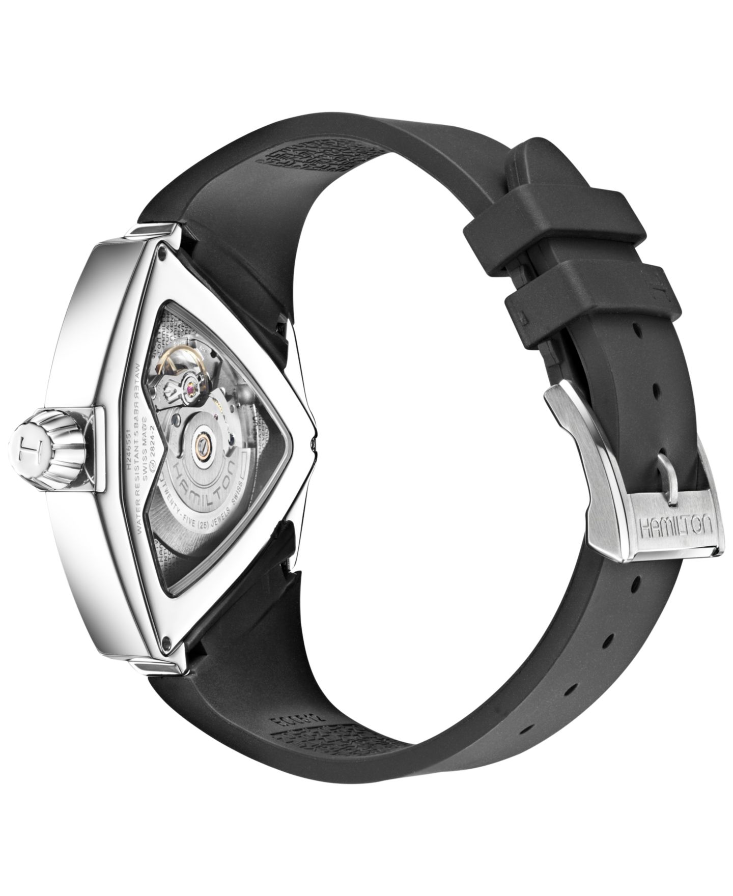 Мужские часы Hamilton Swiss Automatic Ventura XXL Black Rubber Strap Watch 45.5x46mm H24655331 — фото 2