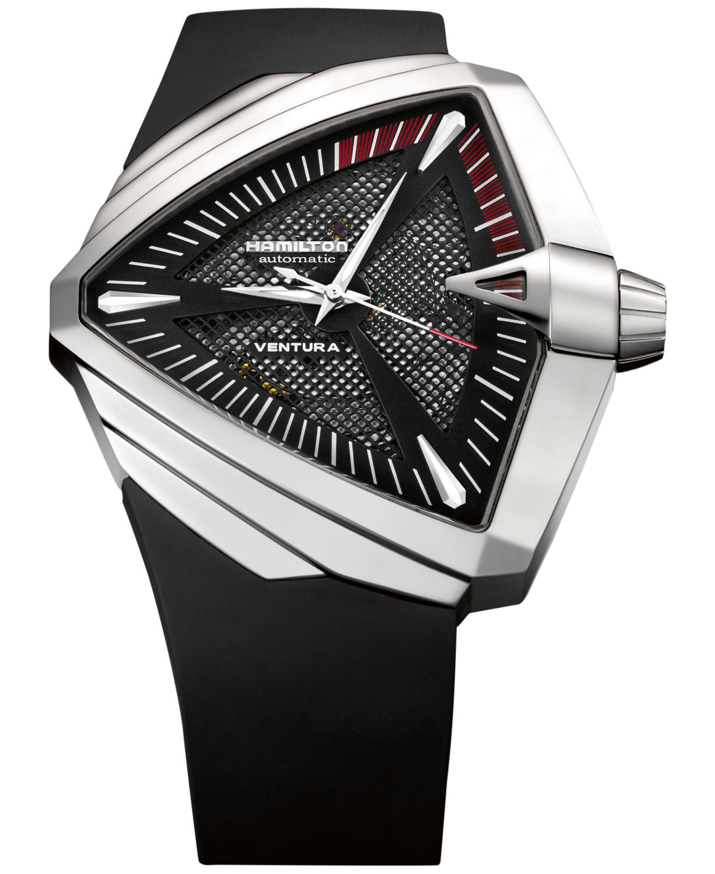 Мужские часы Hamilton Swiss Automatic Ventura XXL Black Rubber Strap Watch 45.5x46mm H24655331 — фото 5