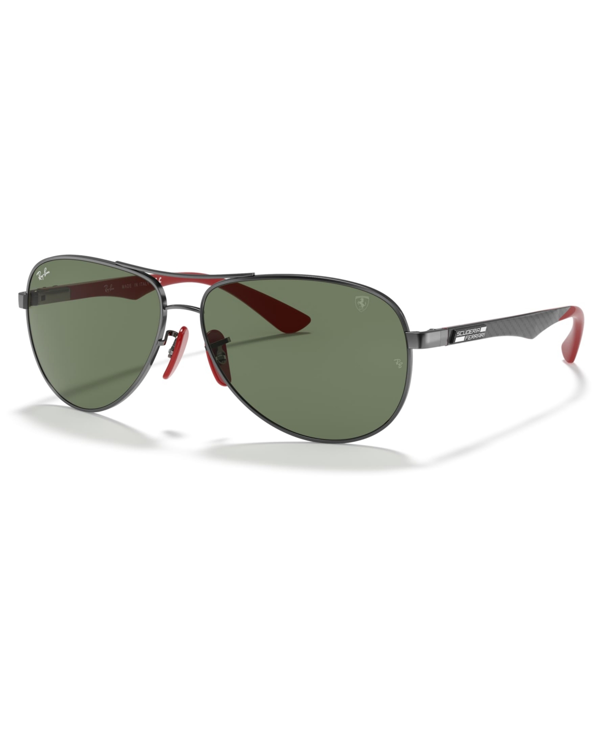 Ray Ban Sunglasses Male Rb8331m Scuderia Ferrari Collection - Dark Carbon Frame Green Lenses 61-13 In Carbon Dunkel
