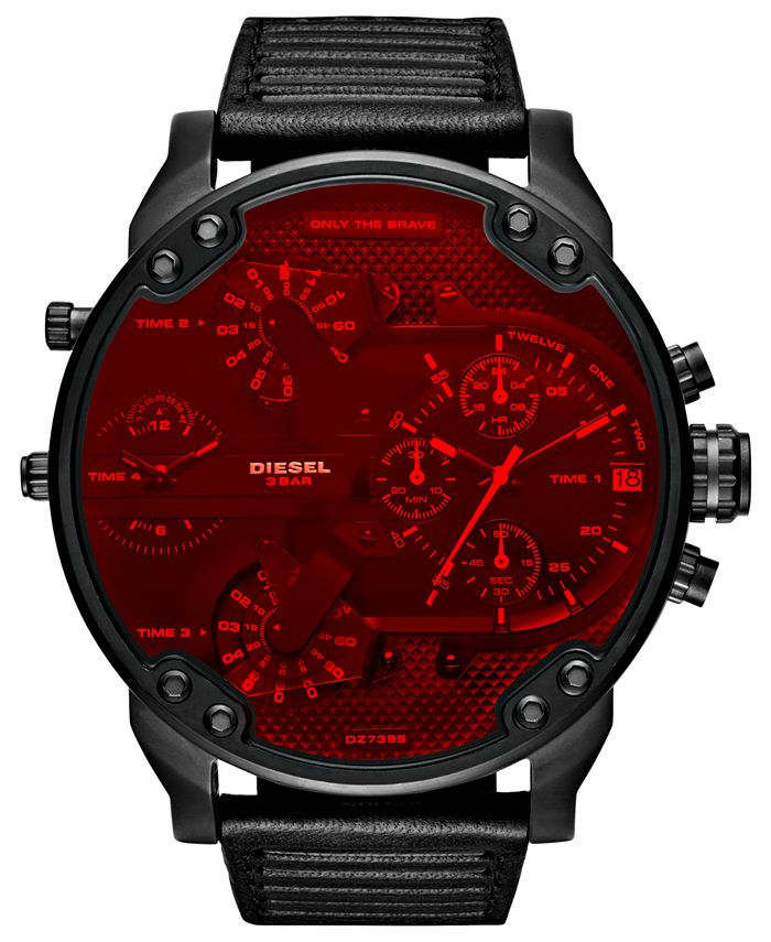Diesel Men s Chronograph Mr. Daddy 2.0 Black Leather Strap Watch