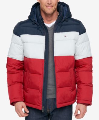 mens red tommy hilfiger coat