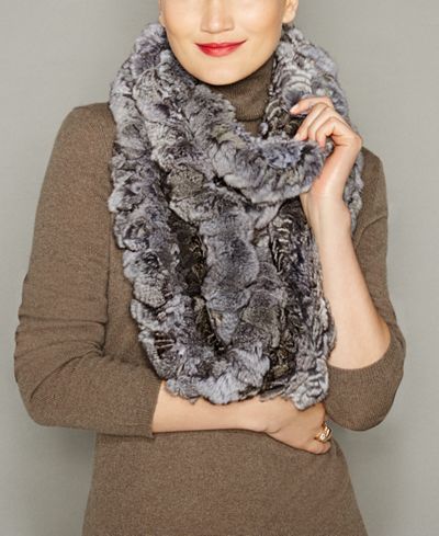 The Fur Vault Knitted Chinchilla Fur Infinity Scarf - The Fur Vault ...