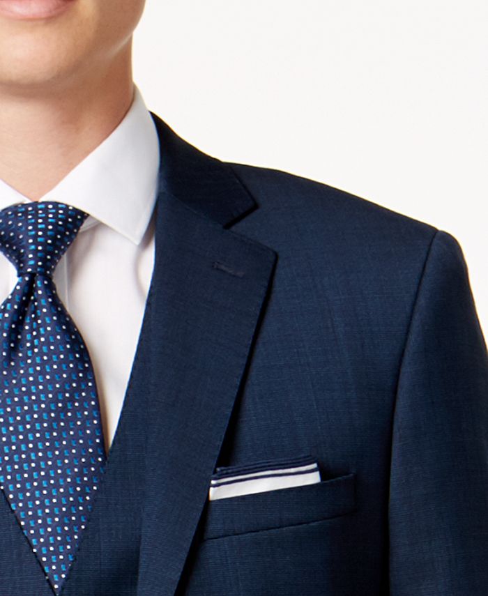 Calvin Klein Men's Slim-Fit Dark Blue Pindot Vested Suit - Macy's