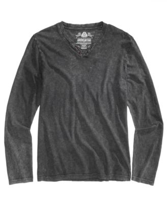 American Rag - Men's Acid-Wash Split-Neck T-Shirt