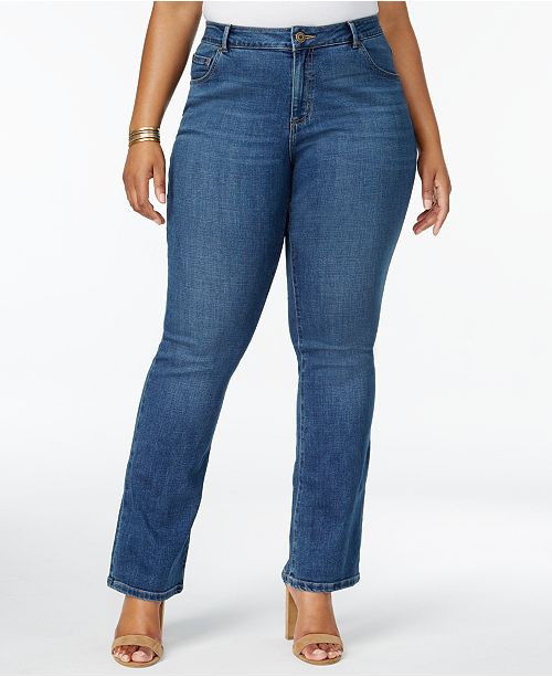 Lee Platinum Plus Size Curvy-Fit Bootcut Jeans, Created for Macy's ...