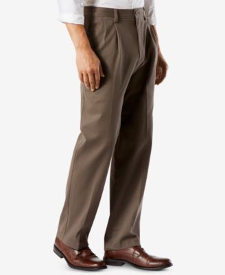 Men's Big & Tall Easy Classic Pleated Fit Khaki Stretch Pants