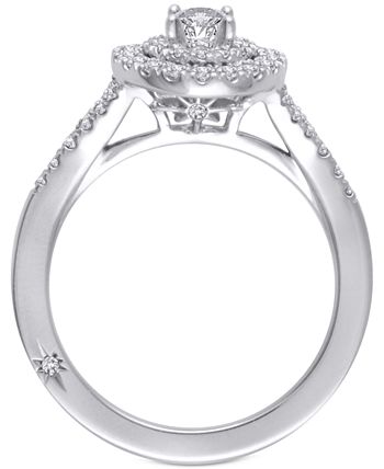 Marchesa - Diamond Oval Halo Ring (1 ct. t.w.) in 18k  White Gold