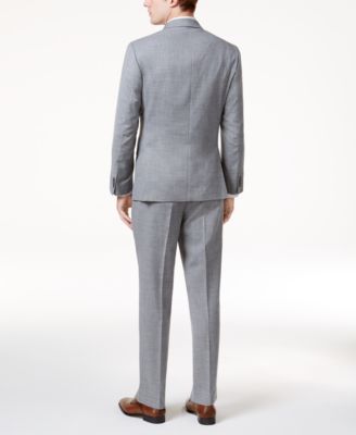 Kenneth Cole Reaction Men's Slim-Fit Light-Gray Sharkskin Techni-Cole Suit