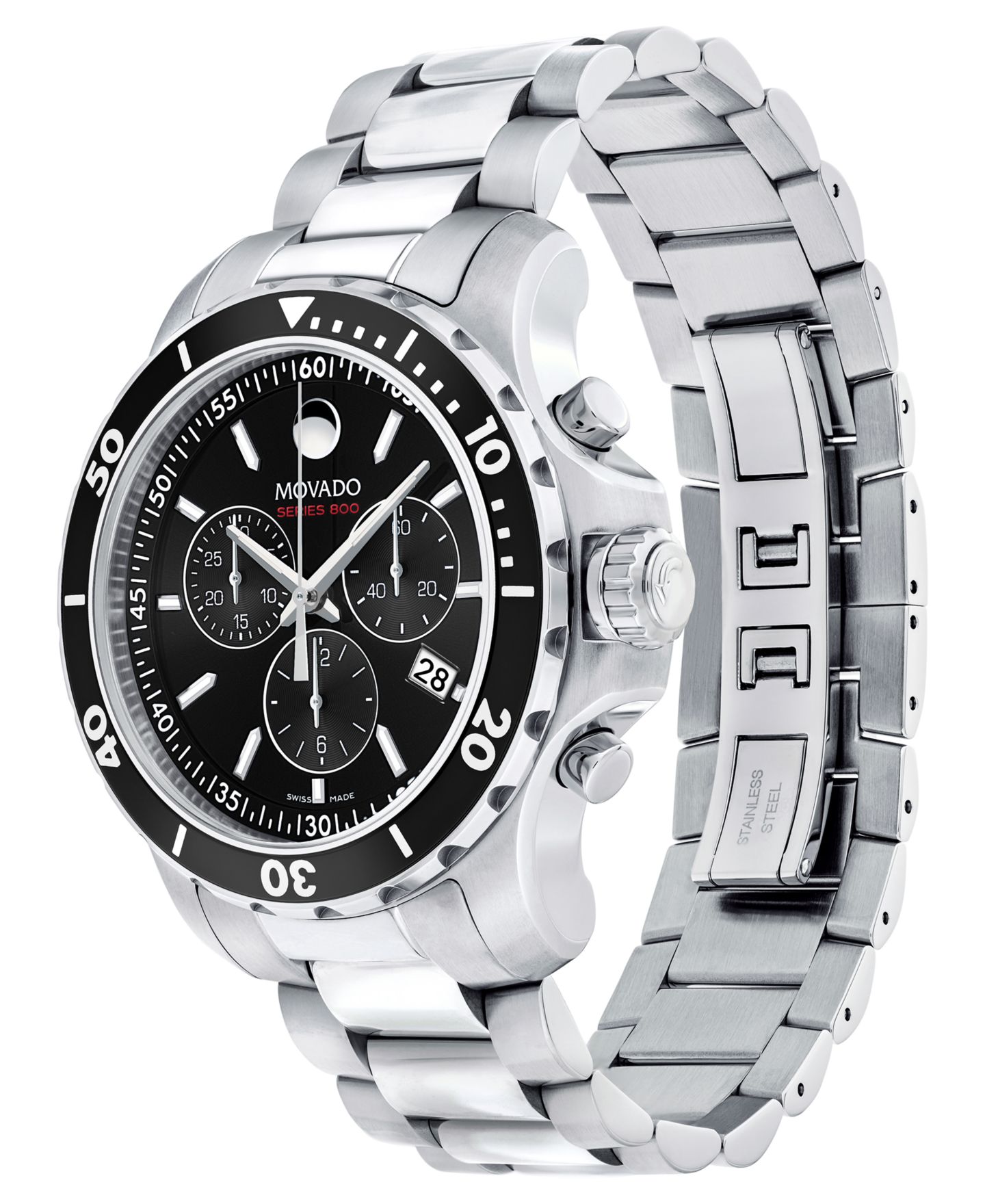 Мужские часы Movado Swiss Chronograph Series 800 Performance Steel Bracelet Diver Watch 42mm — фото 7