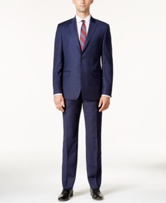 Lauren Ralph Lauren - Men's Slim-Fit Dark Blue Tonal Plaid Ultraflex Suit