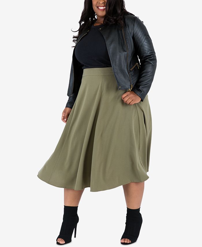 Poetic Justice Trendy Plus Size Midi Skirt & Reviews - Skirts Plus Sizes - Macy's