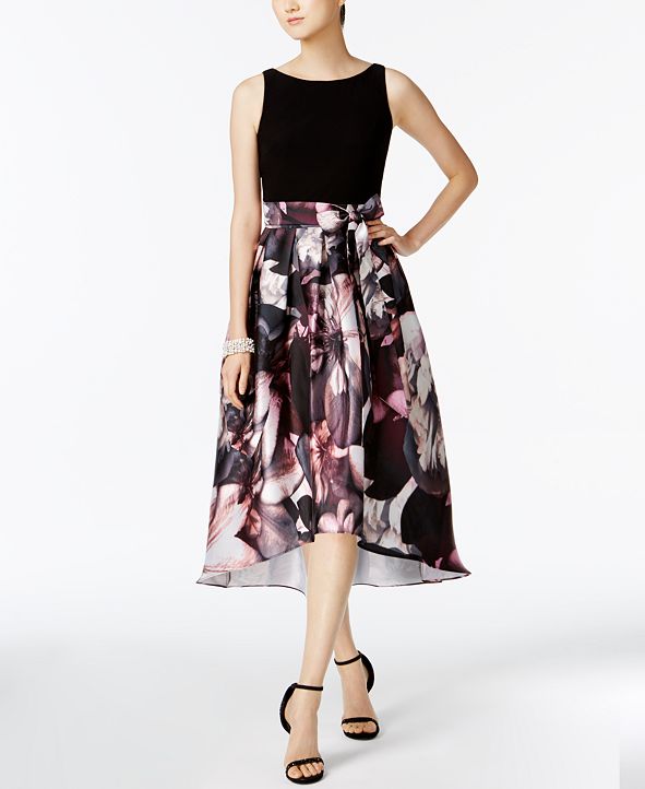 SL Fashions Floral-Print High-Low Dress & Reviews - Dresses - Women ...