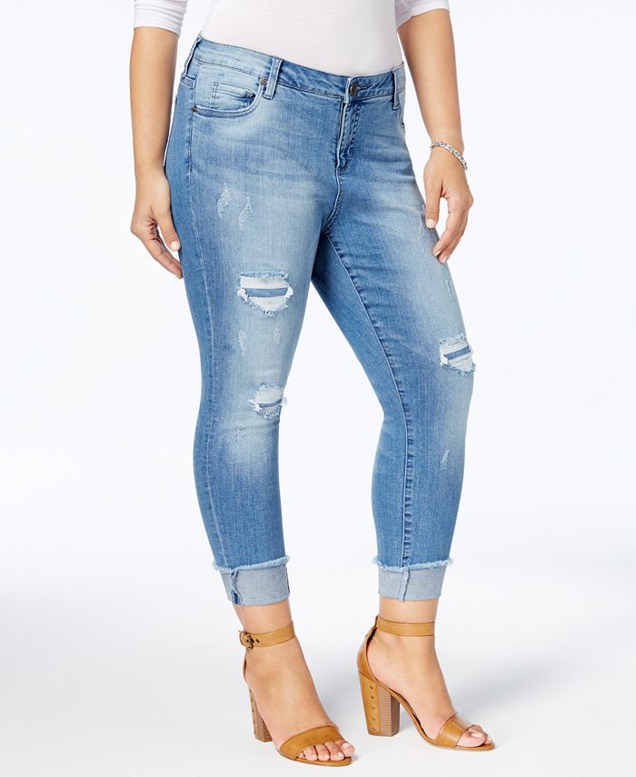 Kut from the Kloth Plus Size Connie Distressed Cropped Skinny Jeans ...