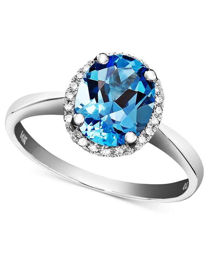 Macy s 14k White Gold Ring Blue Topaz 2 ct. t.w. and Diamond