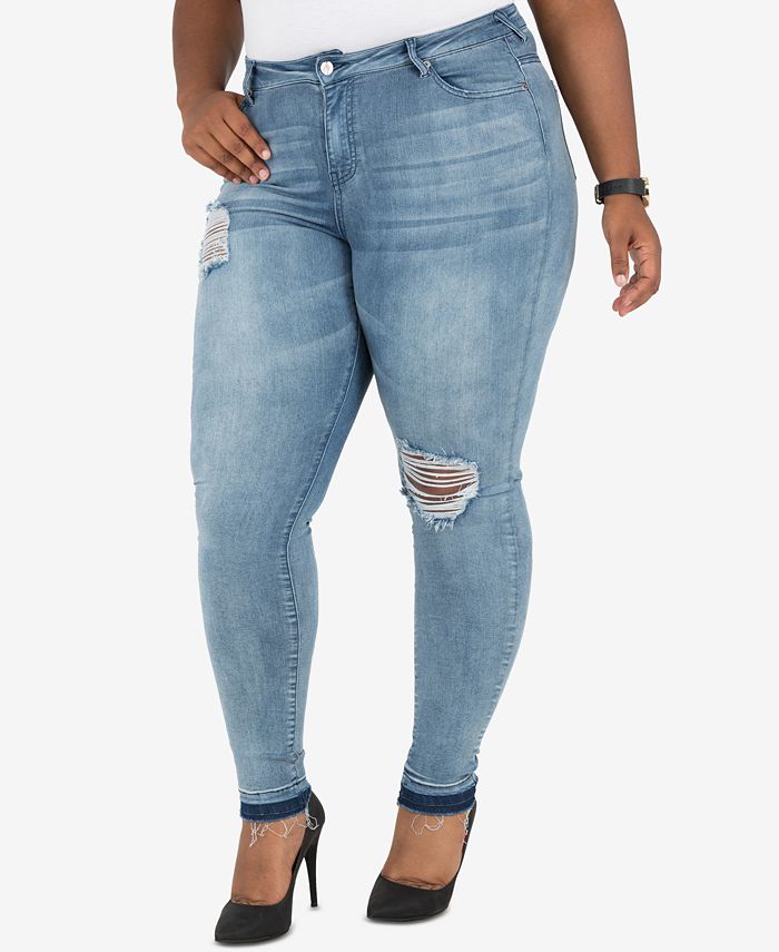 Poetic Justice Trendy Plus Size Distressed Skinny Jeans - Macy's